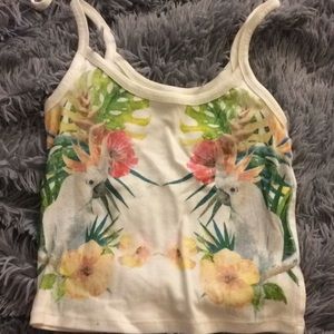 White tropical crop top
